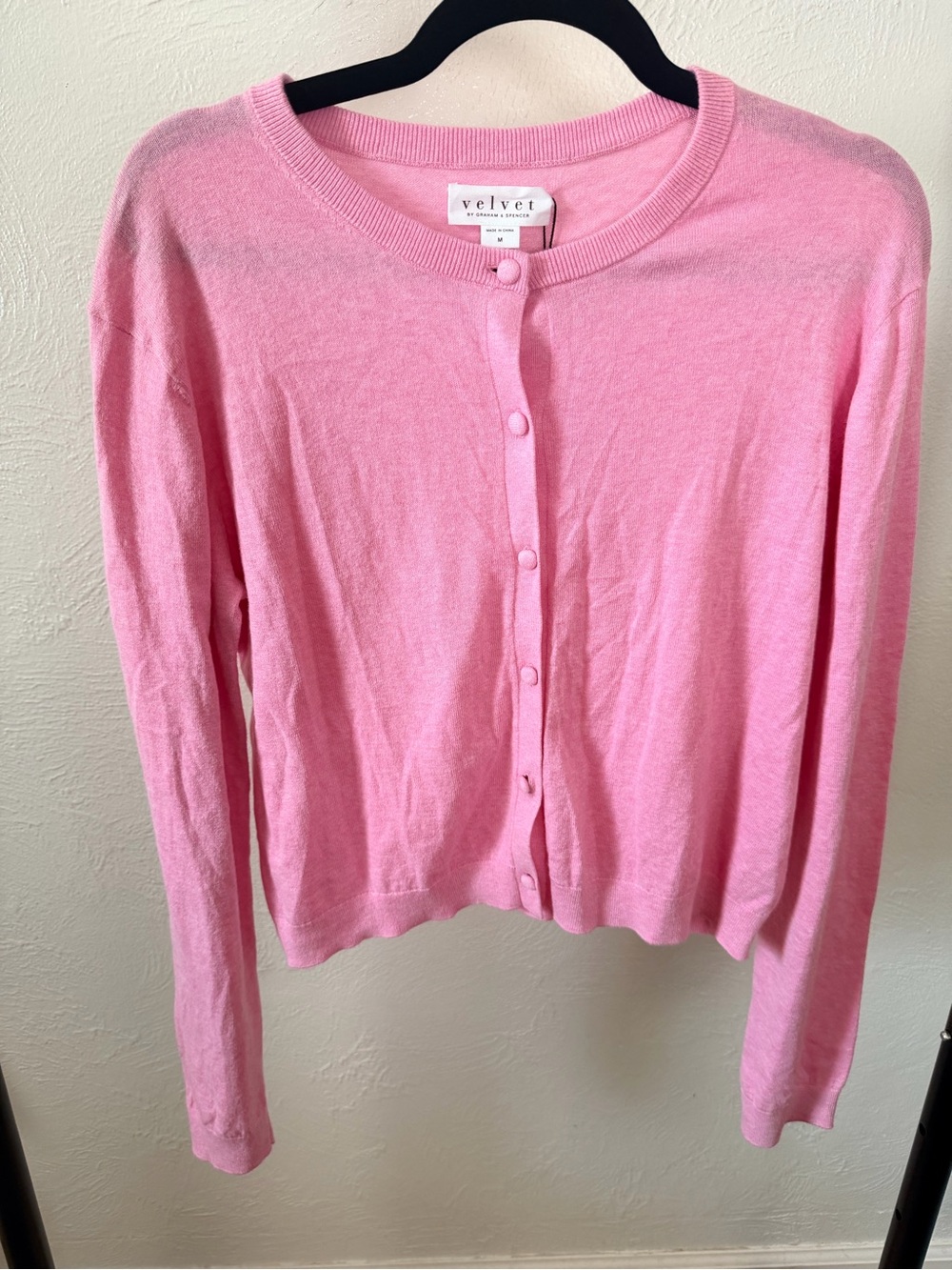 Velvet by Graham & Spencer Soft Pink Crewneck Cardigan
